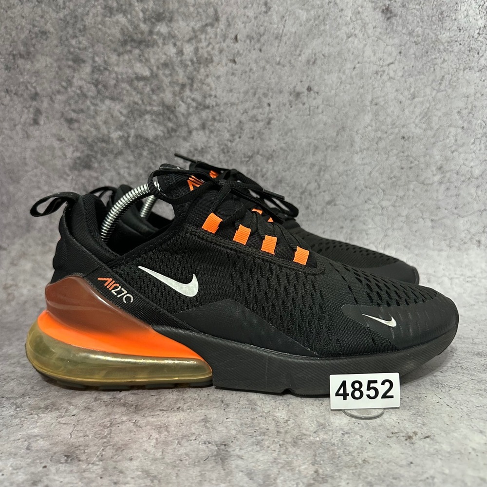 Nike Air Max 270 Mens 10 Black Total Orange Halloween DC1938-001 Sneakers